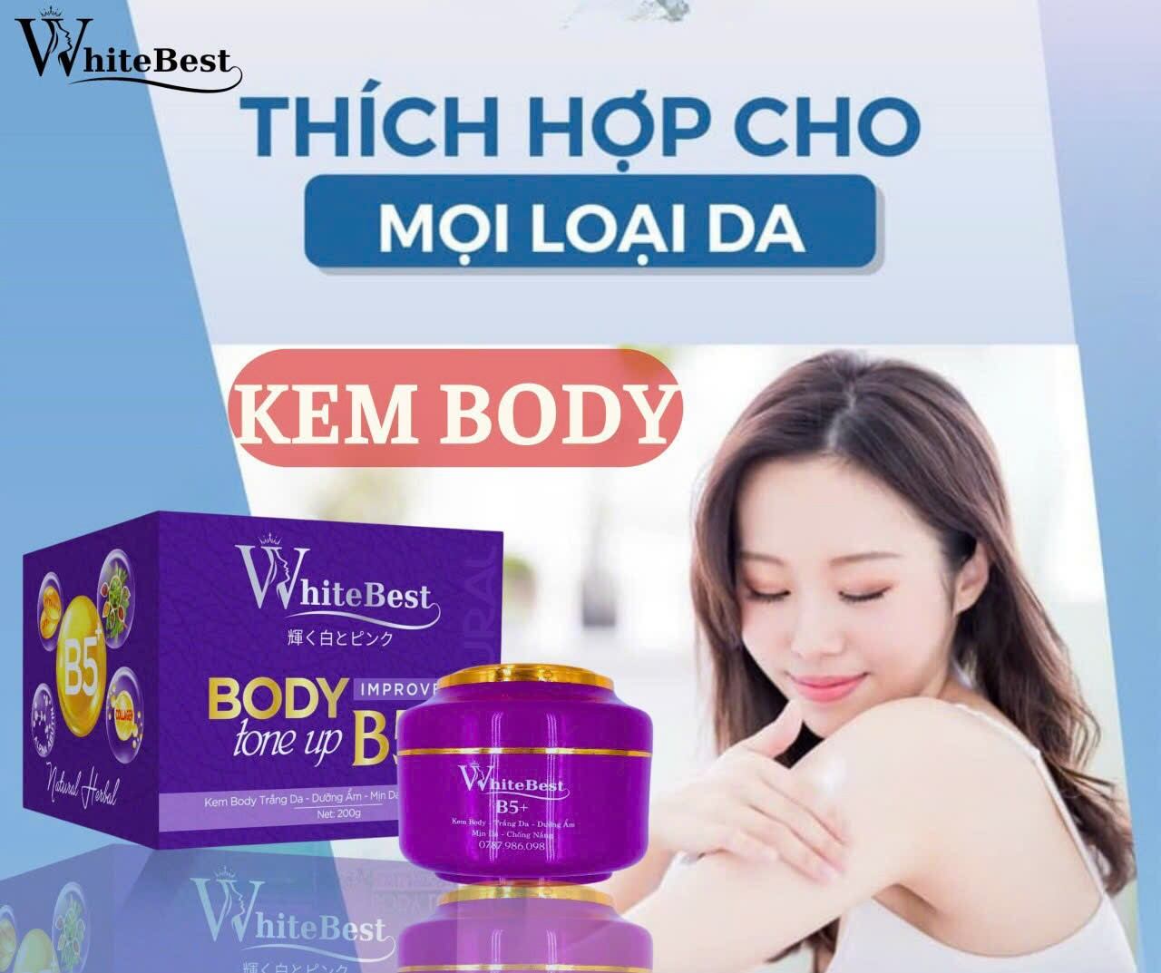 Kem body trắng da white best b5+