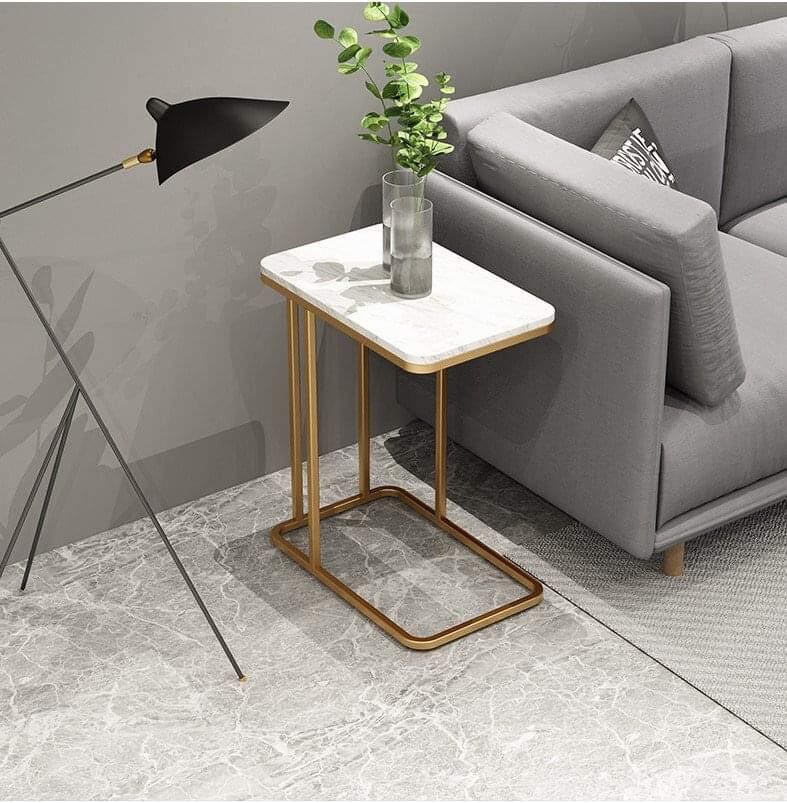 Bàn Trà Góc, bàn sofa mặt đá để cạnh sofa