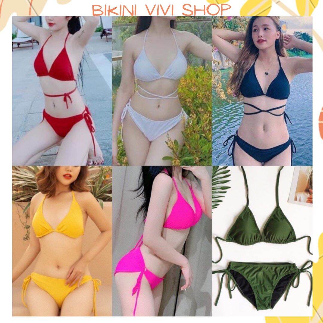 Bikini đi biển, đồ bơi 2 mảnh basic quần tam giác sexy nhiều màu Bikini Vivi