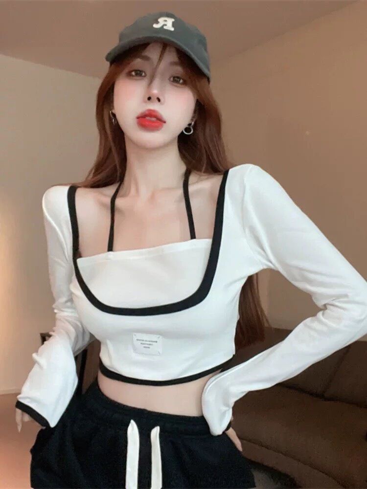 Áo tay dài cổ u viền yếm logo BG