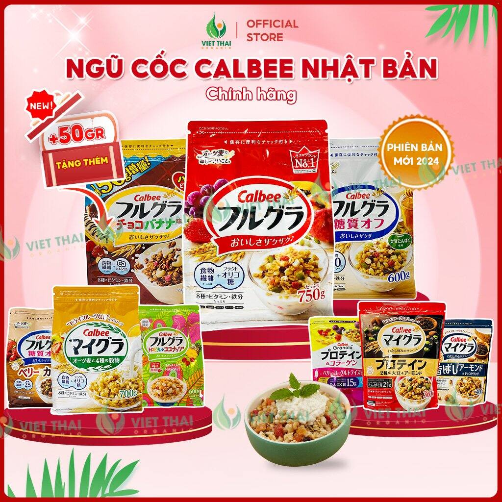 [ĐỦ VỊ] Ngũ cốc Calbee MỚI Giảm Cân Ăn Kiêng Nhật Bản mix hoa quả trái cây sữa chua dùng ăn sáng (Việt Thái Organic)