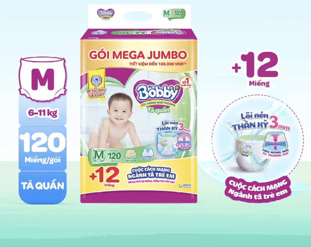 Tã quần Mega jumbo M120 mẫu mới