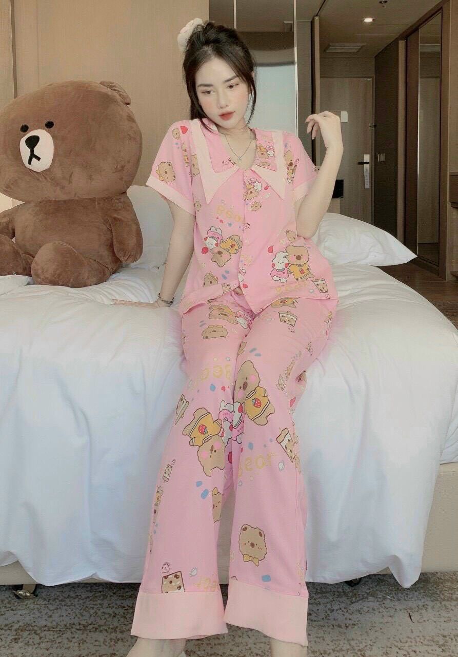 Đồ ngủ mặc nhà pijama, chất mango tay ngắn [40-60kg]