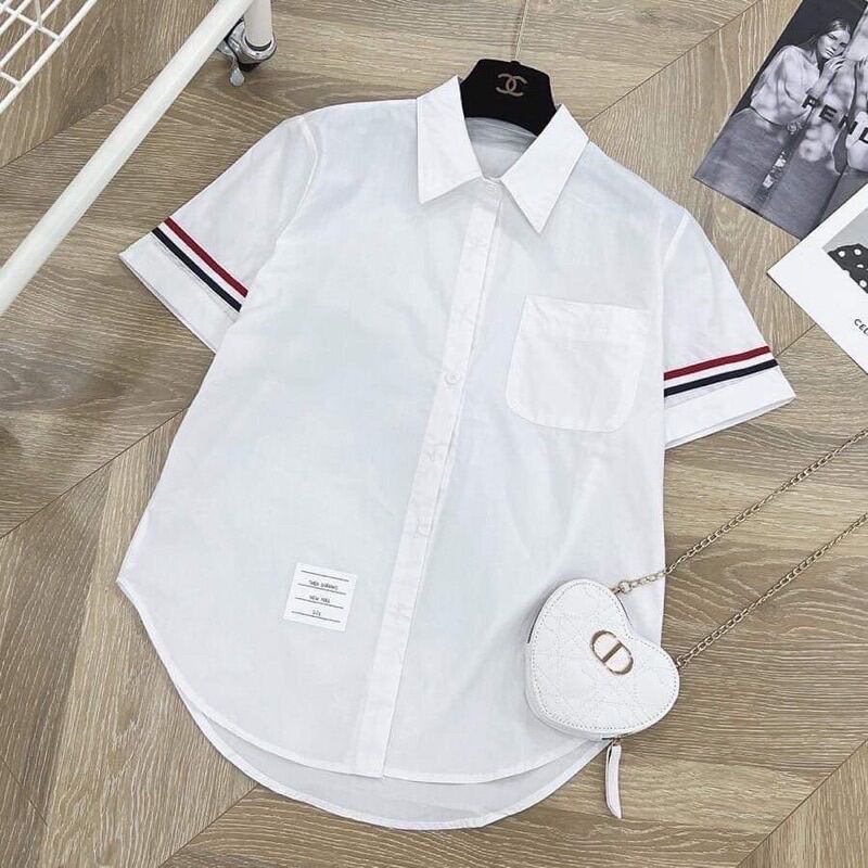 Áo sơ mi tay lỡ phối viền