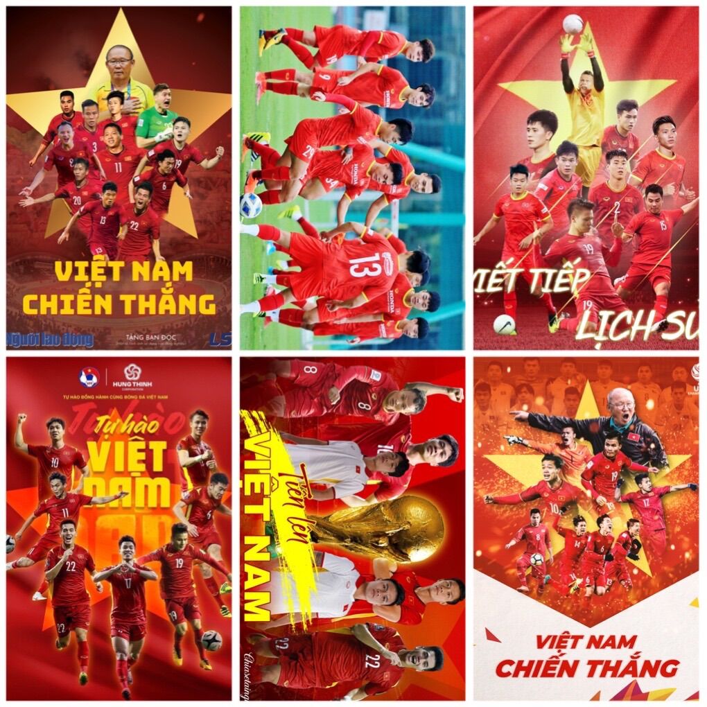 Ảnh poster cầu thủ bóng đá Việt Nam 3-6 tấm / tranh ảnh treo đội tuyển Việt Nam