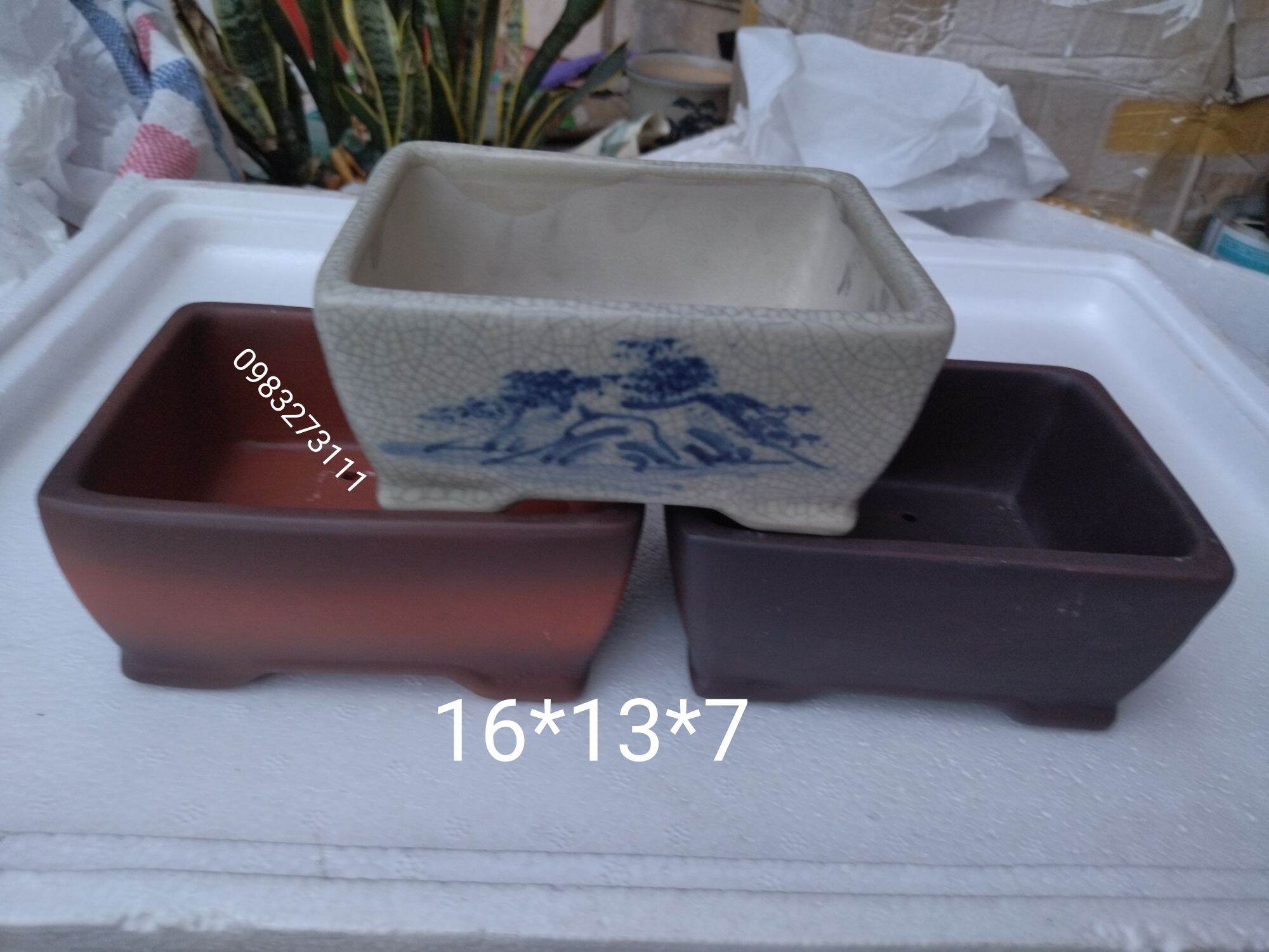 Chậu chữ nhật dáng cổ bonsai