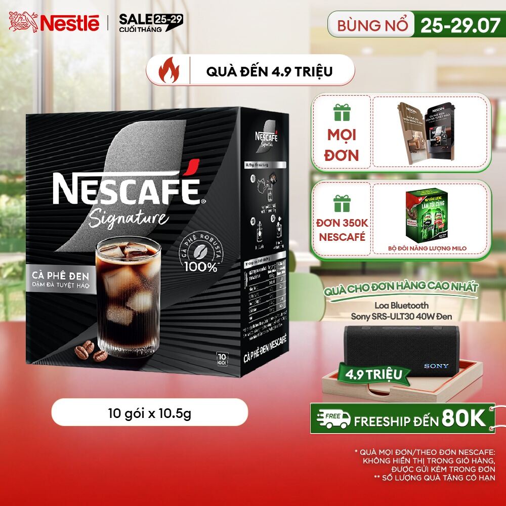 [FREESHIP TOÀN QUỐC] Cà phê đen hòa tan NESCAFÉ Signature Hộp 10 gói ĐẬM ĐÀ TUYỆT HẢO