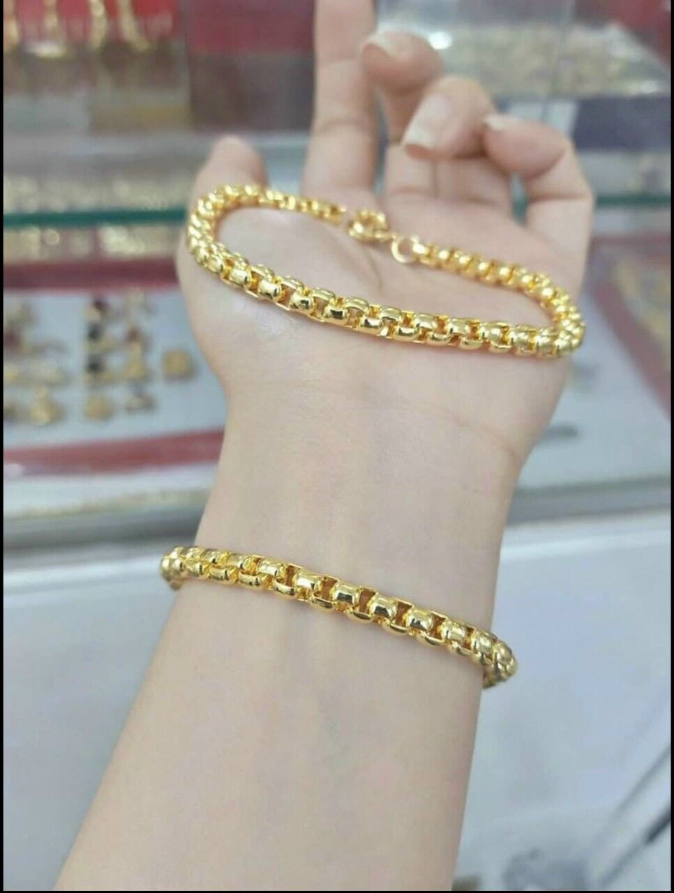 Lắc tay nam nữ kiểu xích mạ vàng 18k