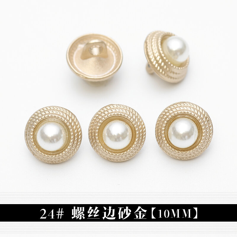 Váy liền nữ phong cách chanel áo sơ mi voan cài áo cổ áo áo len cài ngọc trai kim loại cài nút trang trí