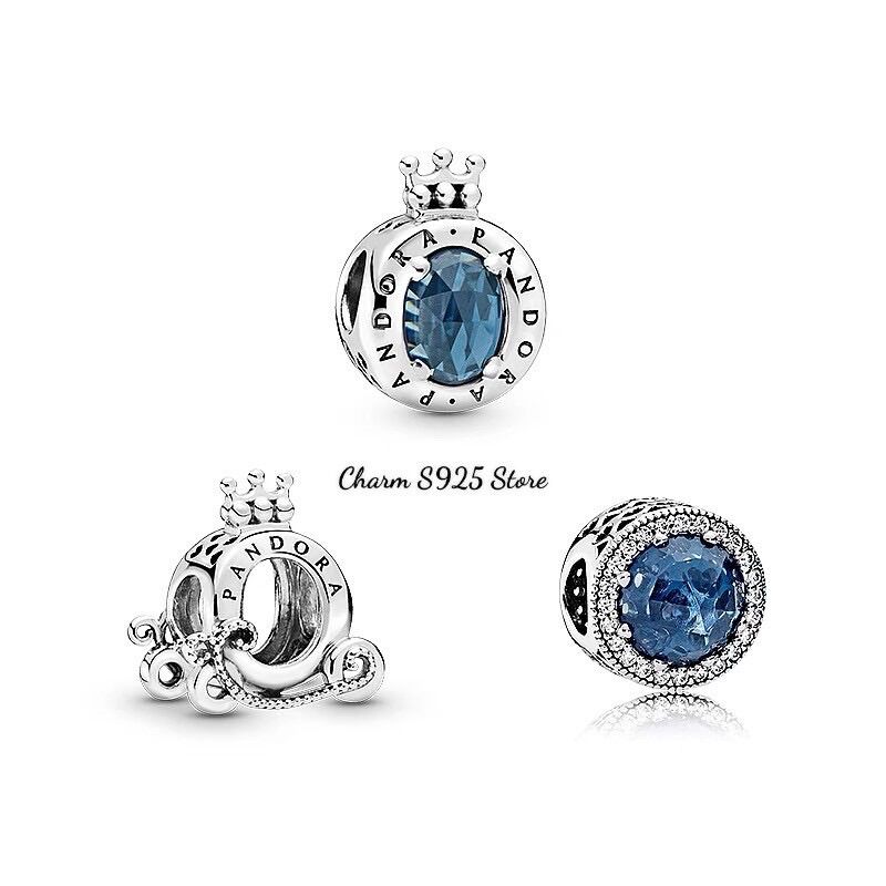 Combo 3 hạt charm vương miện xanh bạc s925
