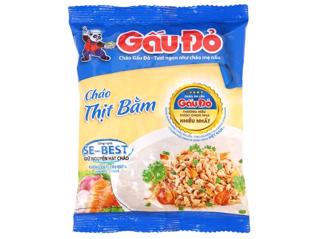 Combo 10 Gói Cháo Gấu Đỏ Thịt Bằm Gói 50G