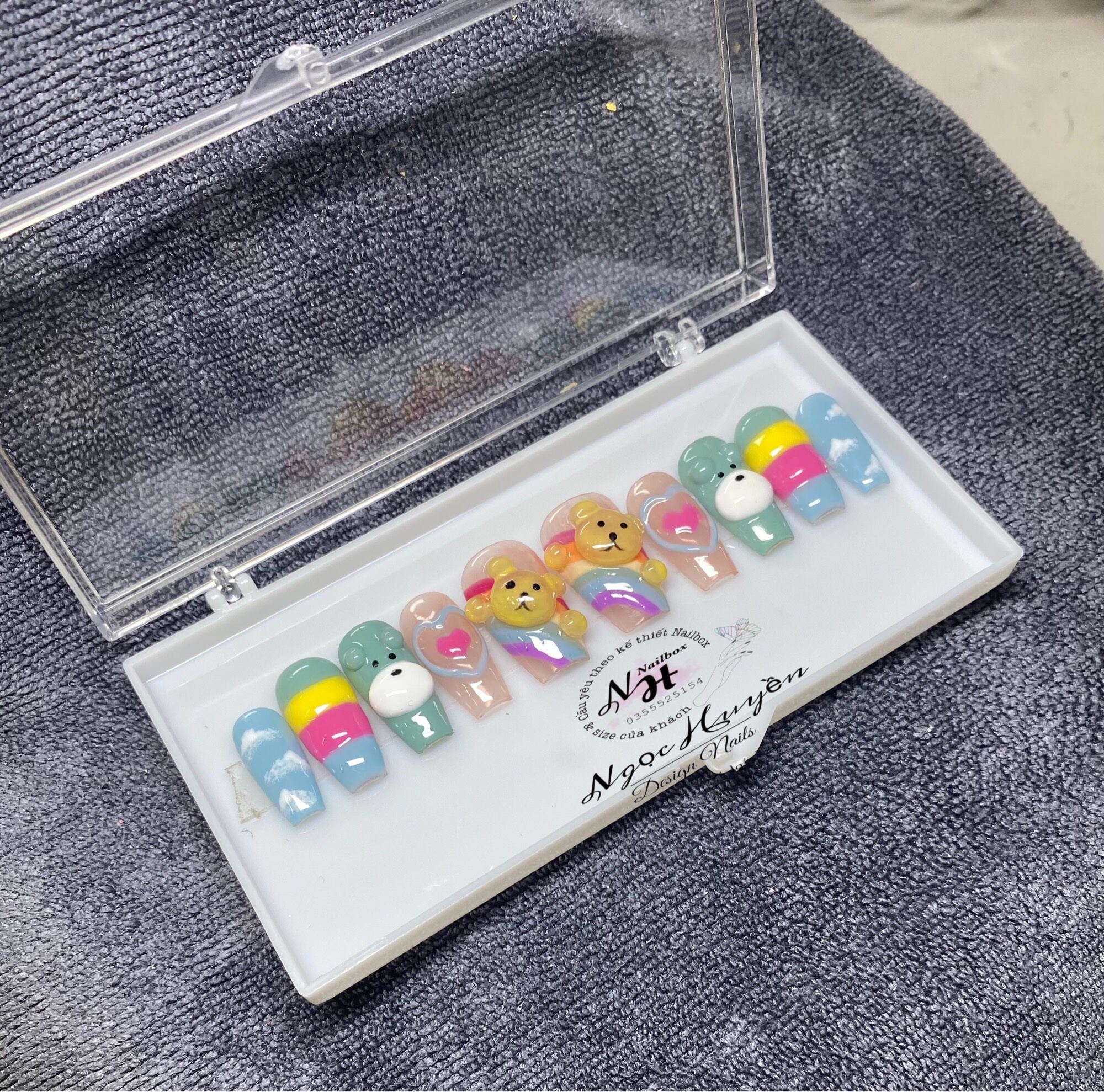 Móng úp thiết kế cute dễ thương- Nailbox thiết kế tặng kèm keo dũa