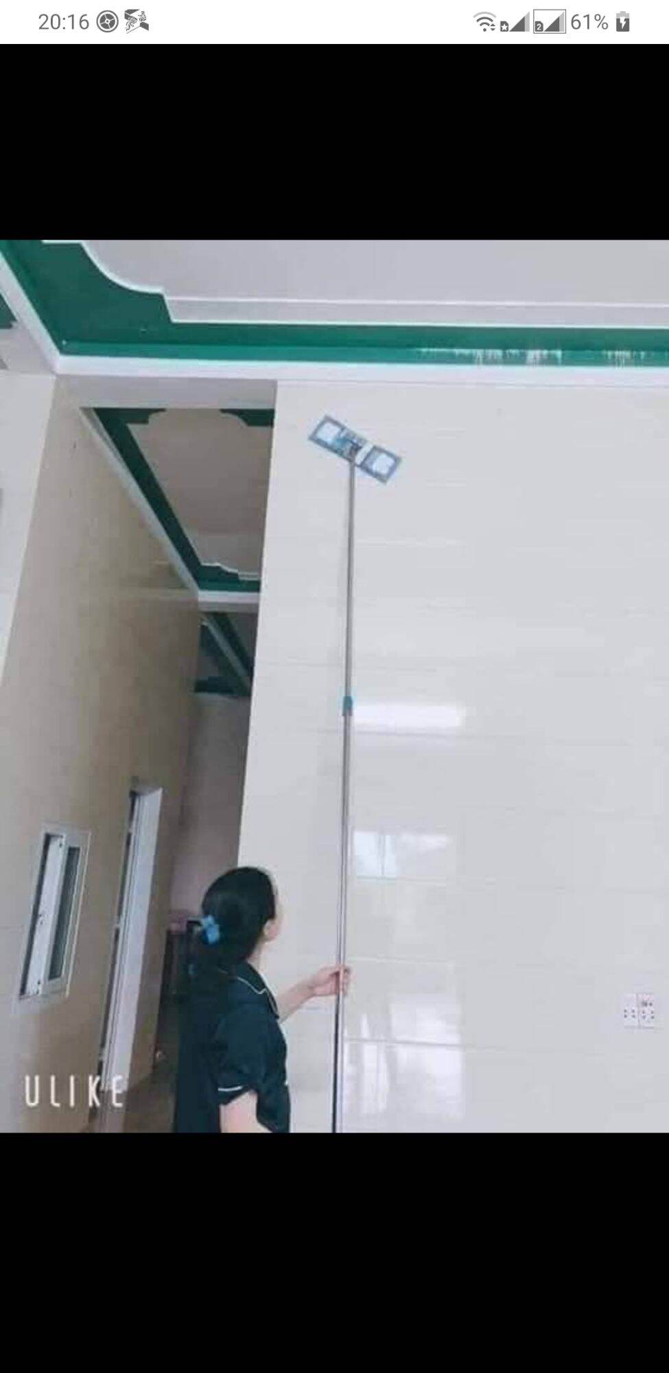 Chổi lau tường, nhà dài 3m size 45cm tặng kèm 1 bông lau dự phòng