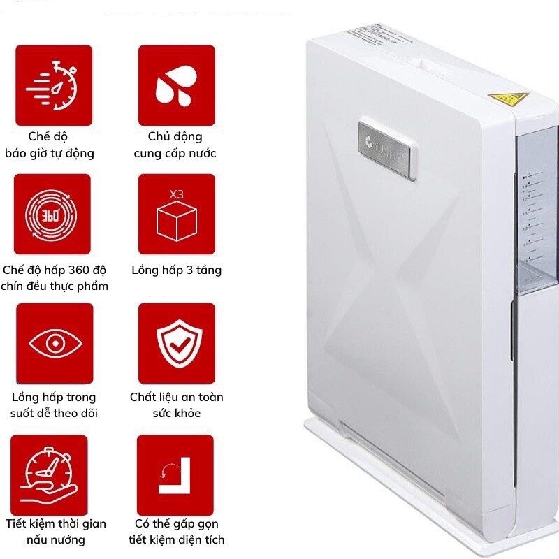 Nồi hấp 3 tầng Yunikly xửng hấp gấp gọn