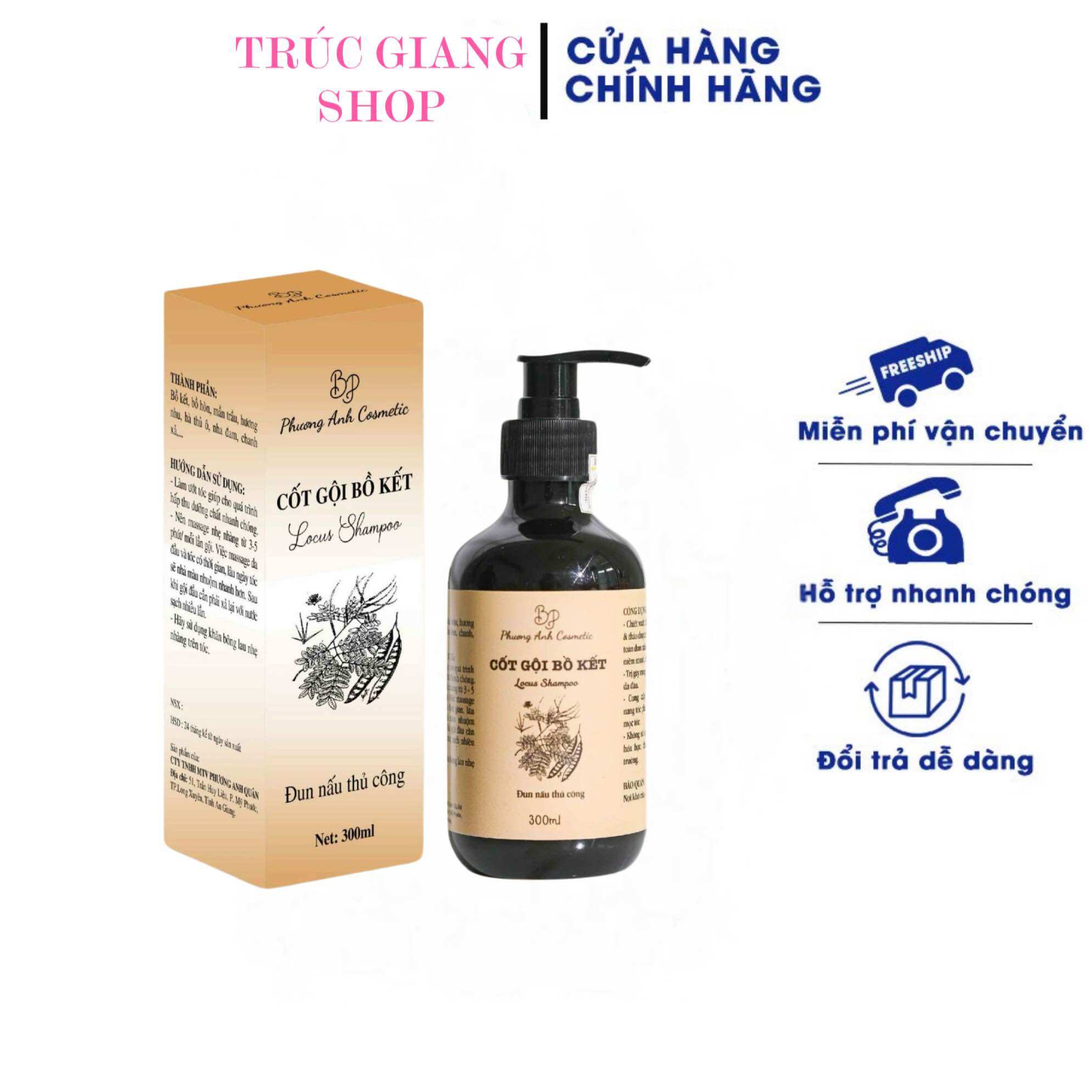 Dầu gội cốt bồ kết phương anh cosmetics 300ml