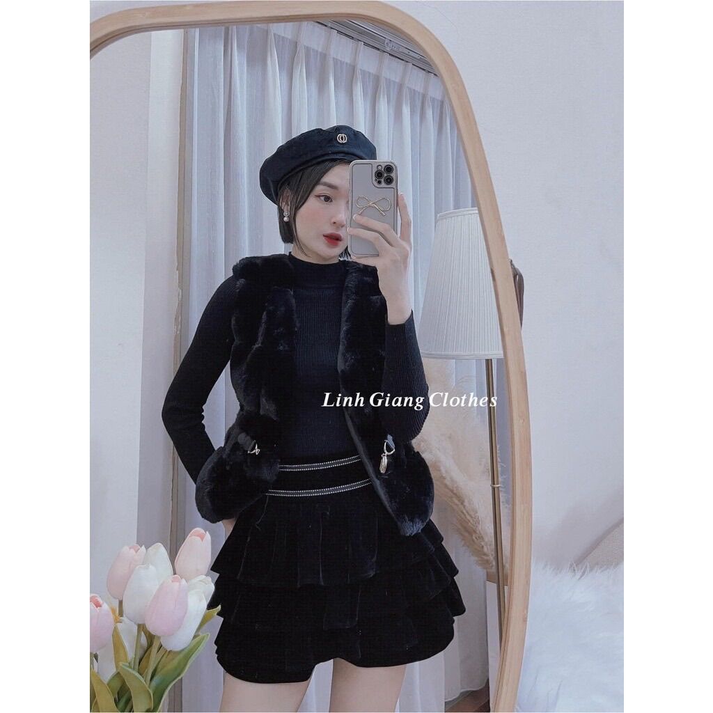 Áo gile lông thỏ siêu đẹp gile quảng châu