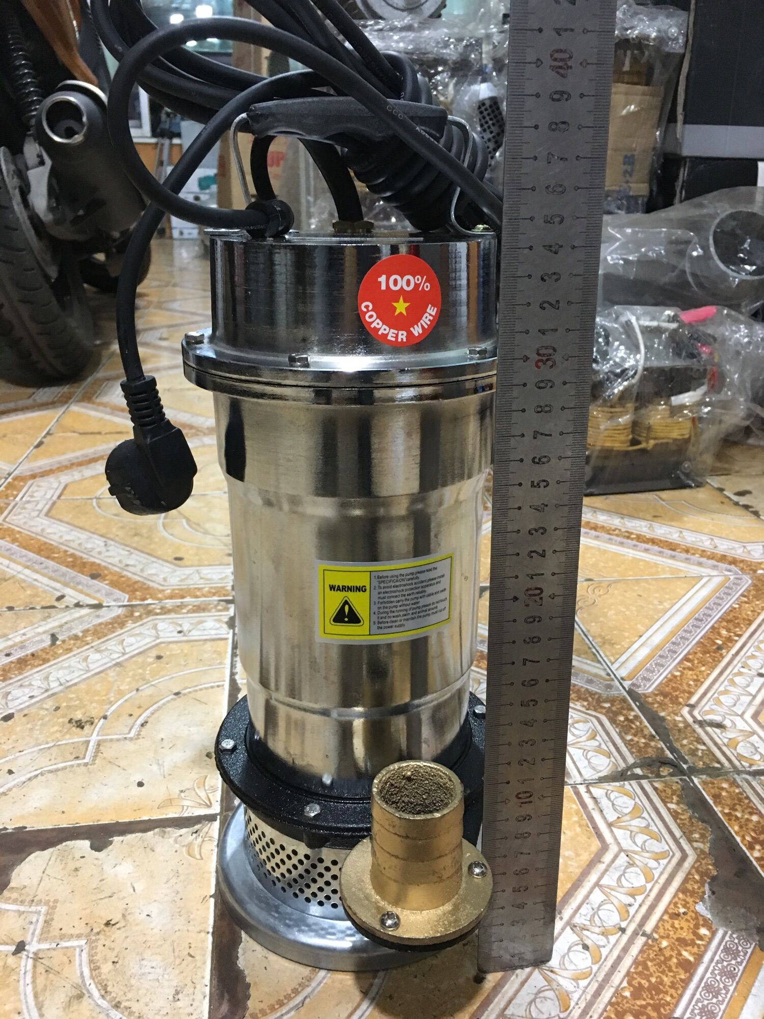 Máy bơm chìm 1hp 0.75kw 220v dây đồng