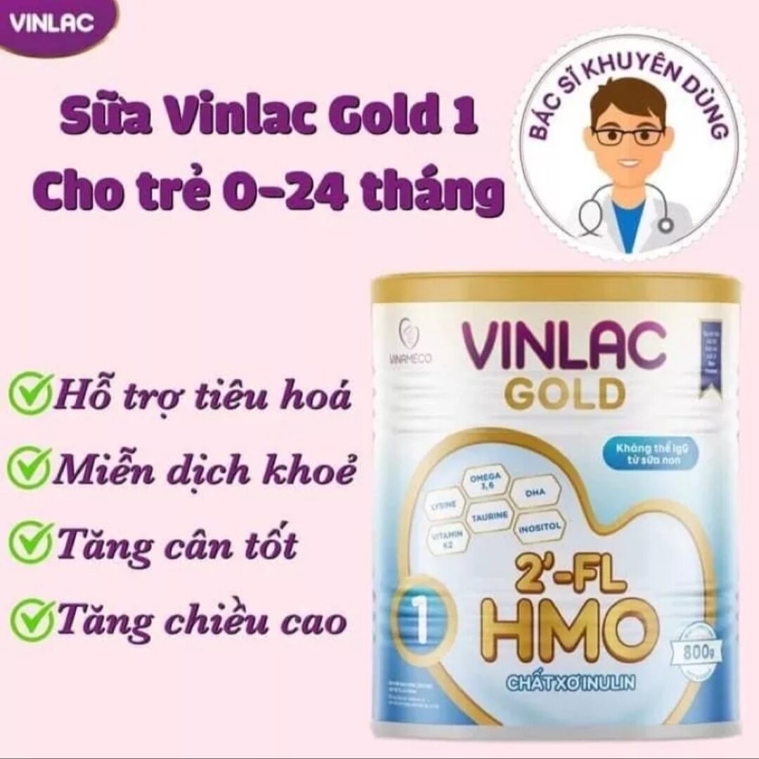 Sữa vinlac gold 1 dành cho bé 0-24 tháng 800g