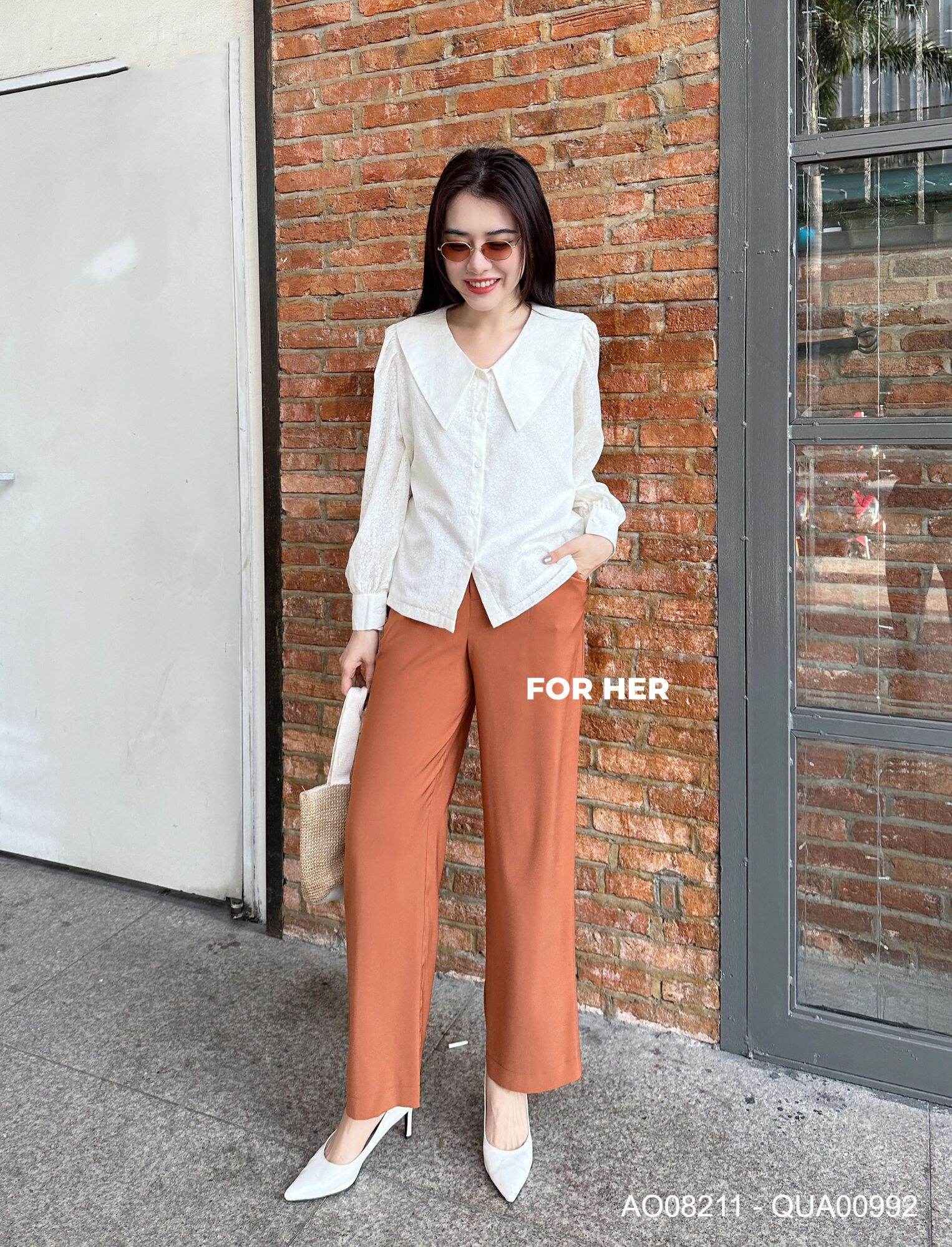 ÁO SƠ MI KIỂU NỮ CỔ NHỌN NỮ CÔNG SỞ FOR HER AO0821