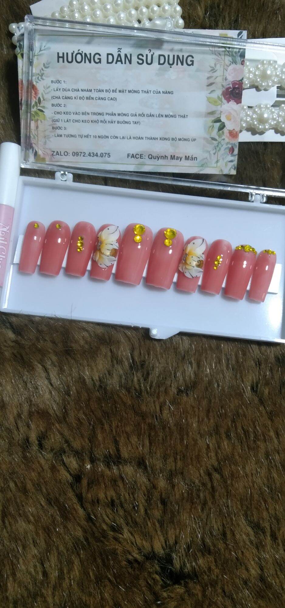 [Nail Box Thiết Kế Giá Rẻ] Bộ Móng Úp Thiết Kế Phom Vuông Tone Thạch Tặng Kèm Keo Dán Và Dũa Móng