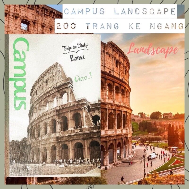 Vở Campus B5 200 trang Landscape định lượng 70 gsm kẻ ngang