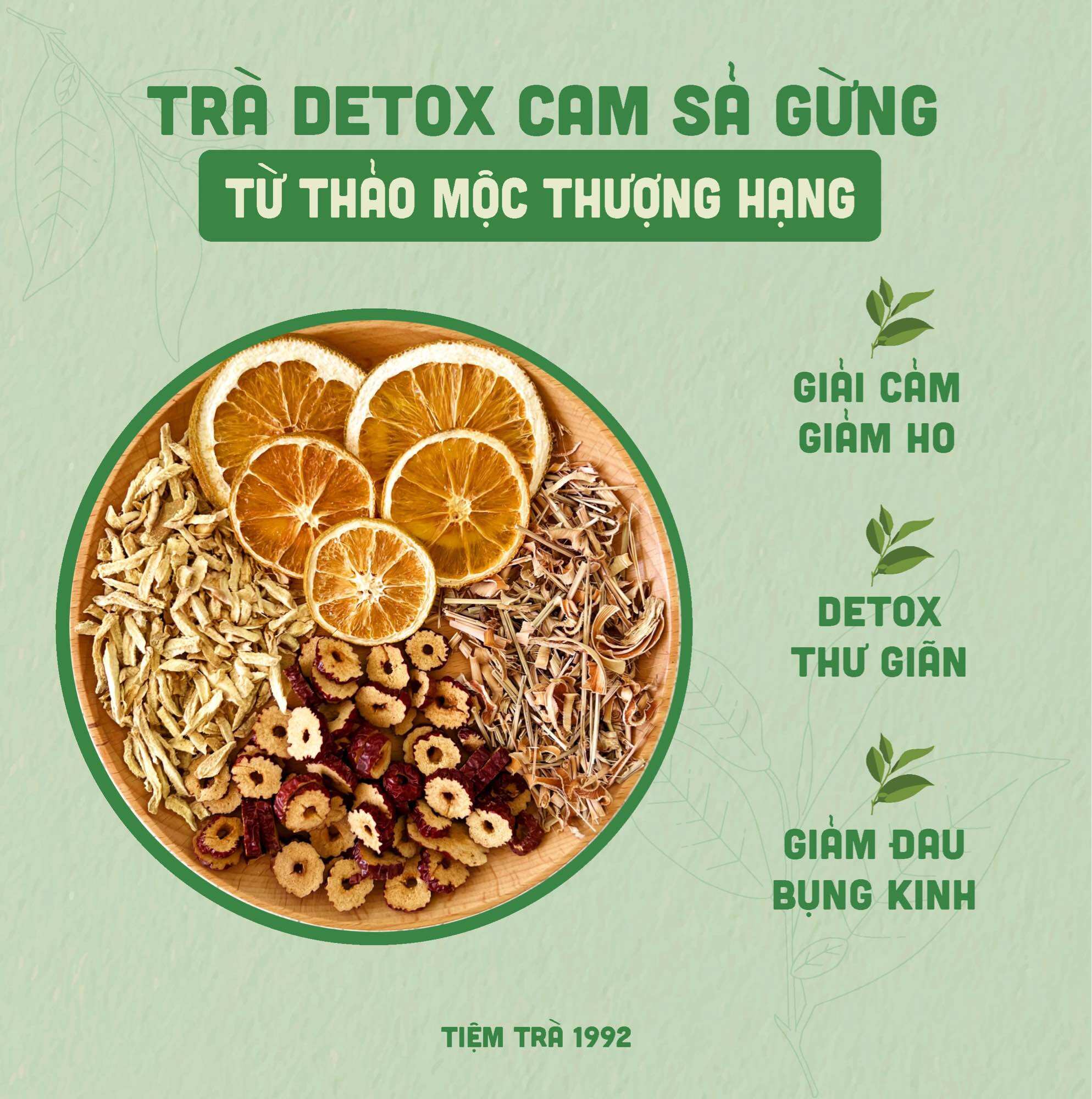 Trà Detox Cam Sả Gừng Giảm cân Giảm đau bụng kinh Tăng cường đề kháng