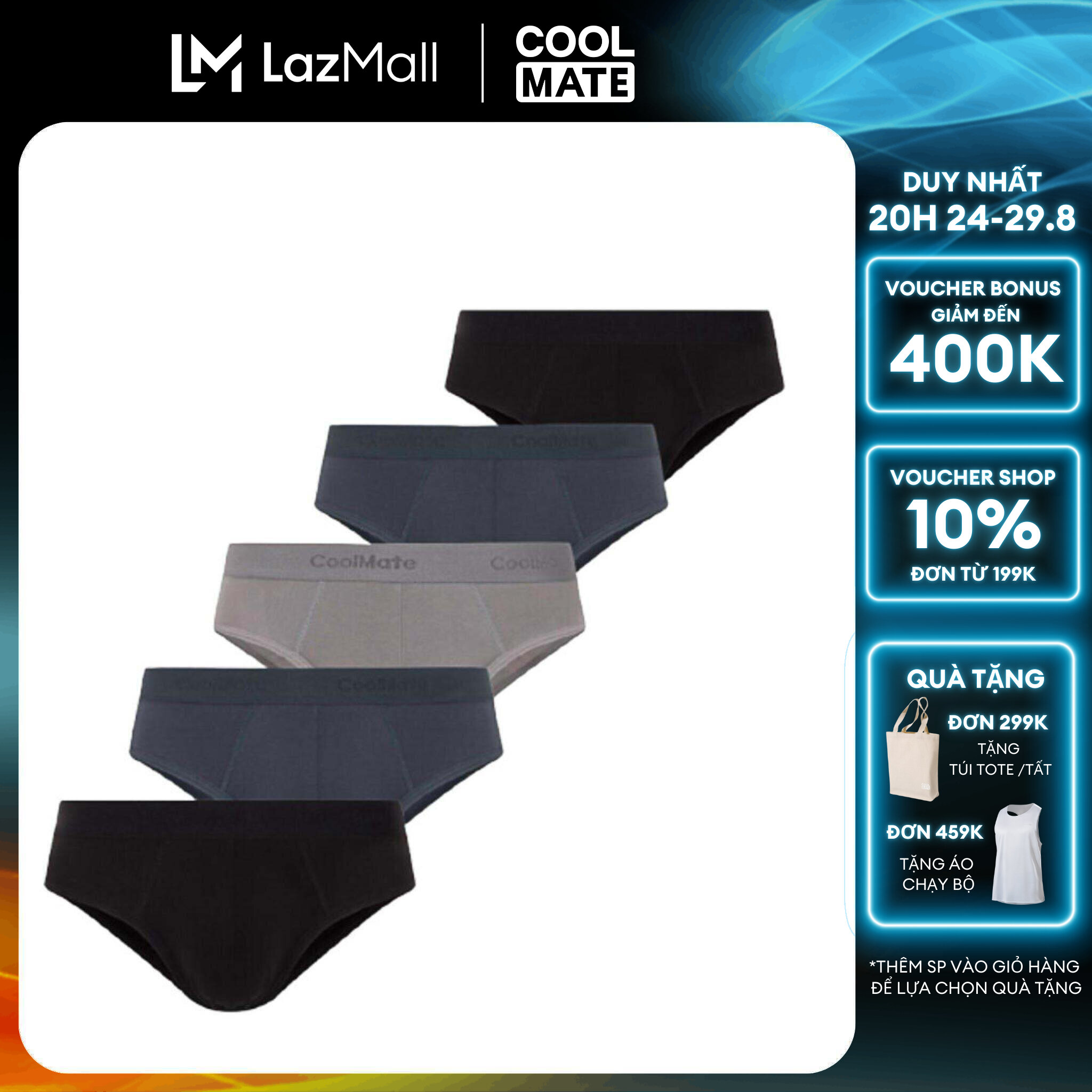 [CHỈ 20H 24-29.8 TẶNG QUÀ ĐƠN TỪ 299K]COMBO 5 Quần lót tam giác Cotton - COOLMATE