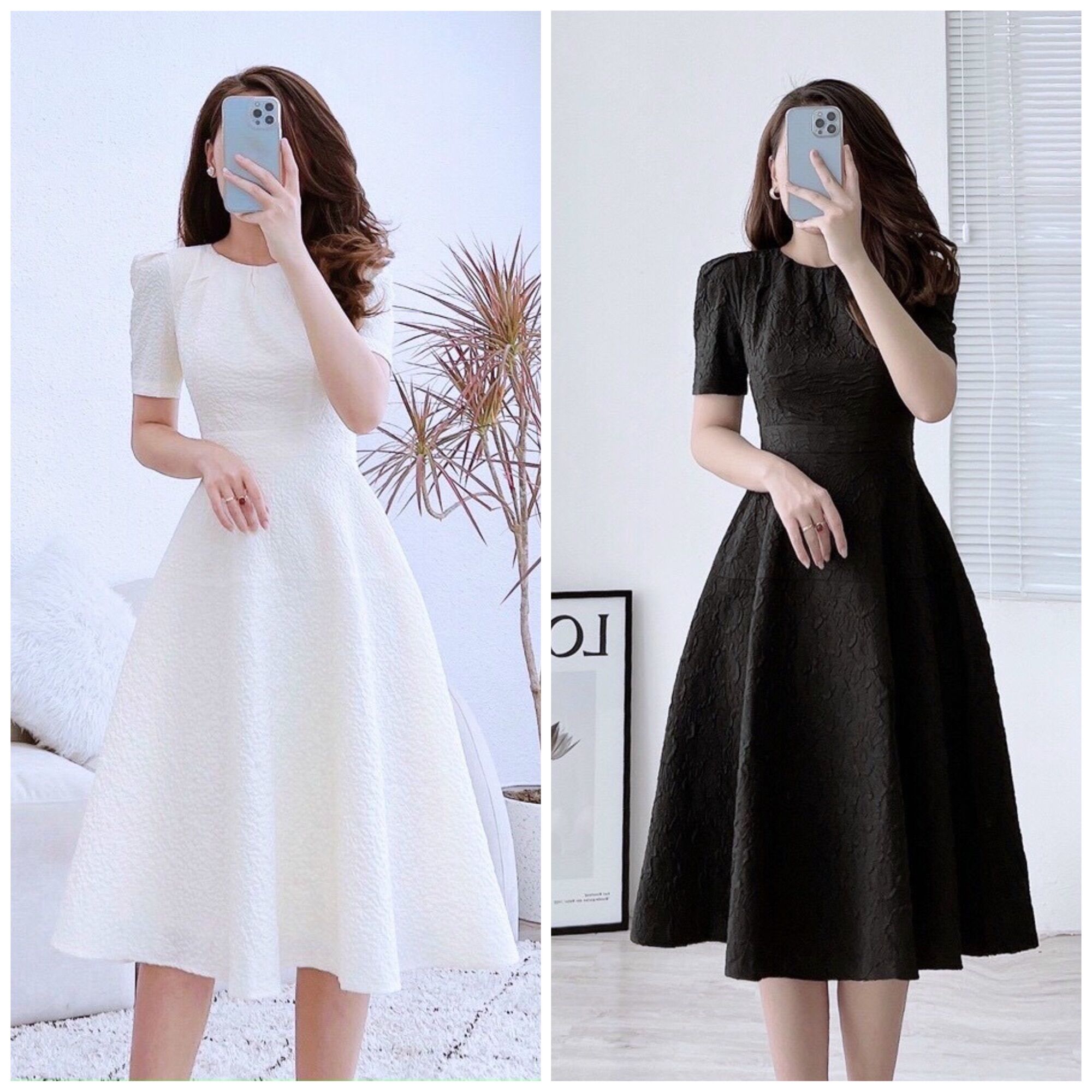 Đầm trắng xoè tiểu thư dự tiệc cổ tròn tyfashion tiểu thư đi tiệc đi chơi