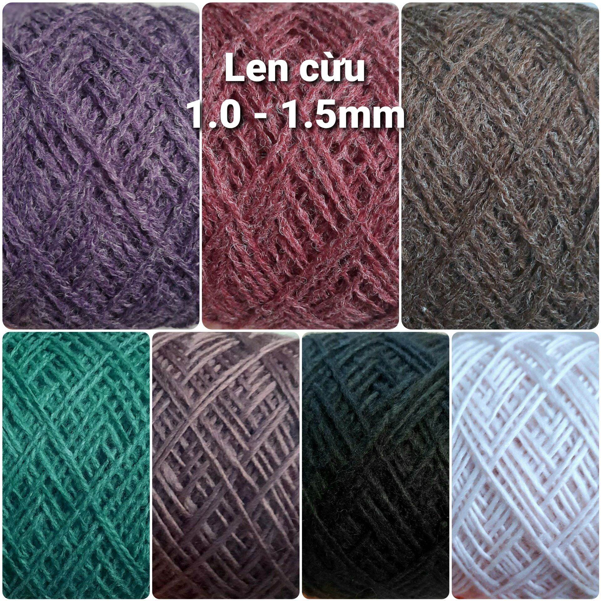 100gr len cừu hàn cỡ sợi 1.0mm 1.5mm nhiều màu