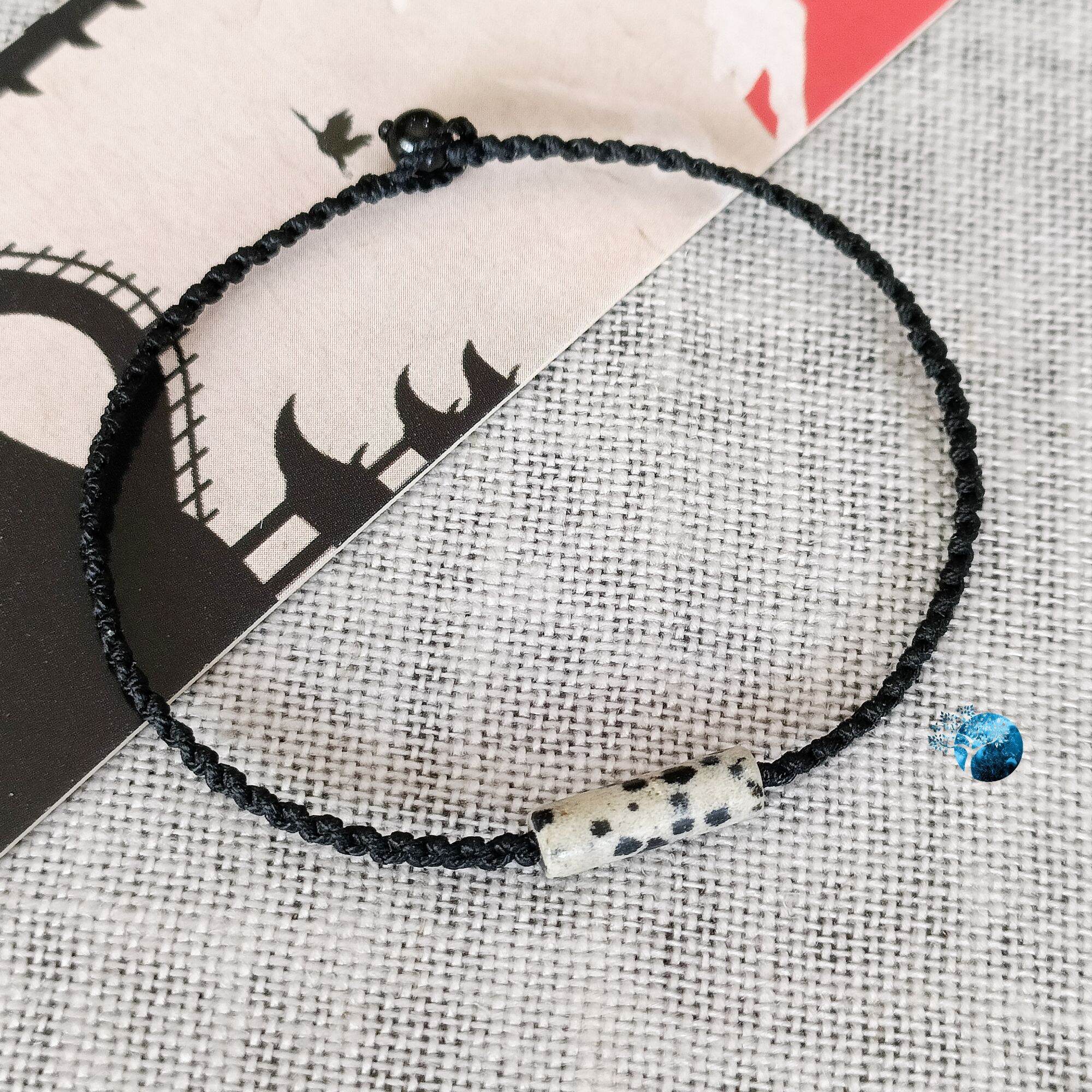 Vòng tay tết dây lu thống mini đá dalmatian