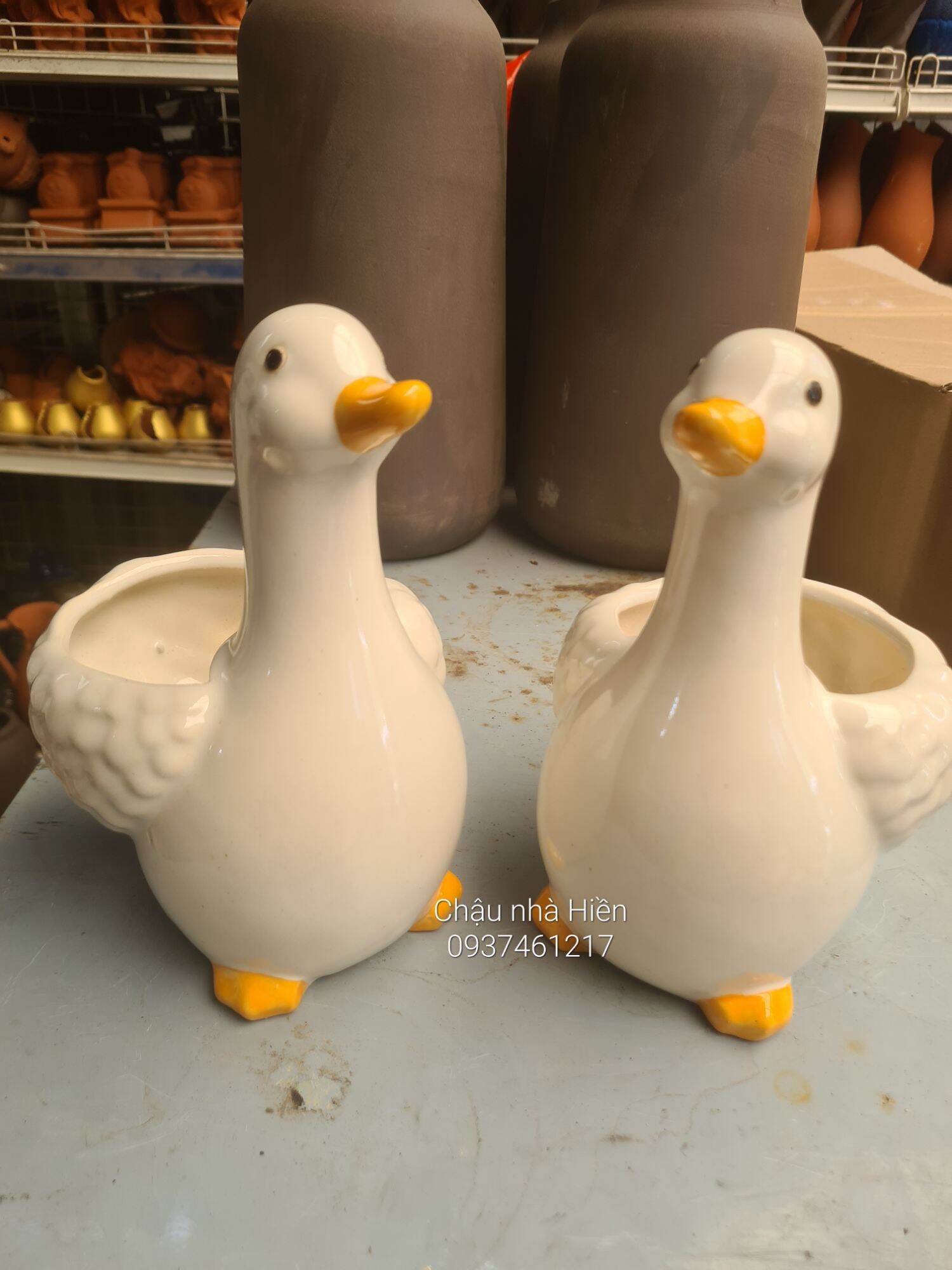 Chậu đất nung Bình Dương hình vịt tráng men