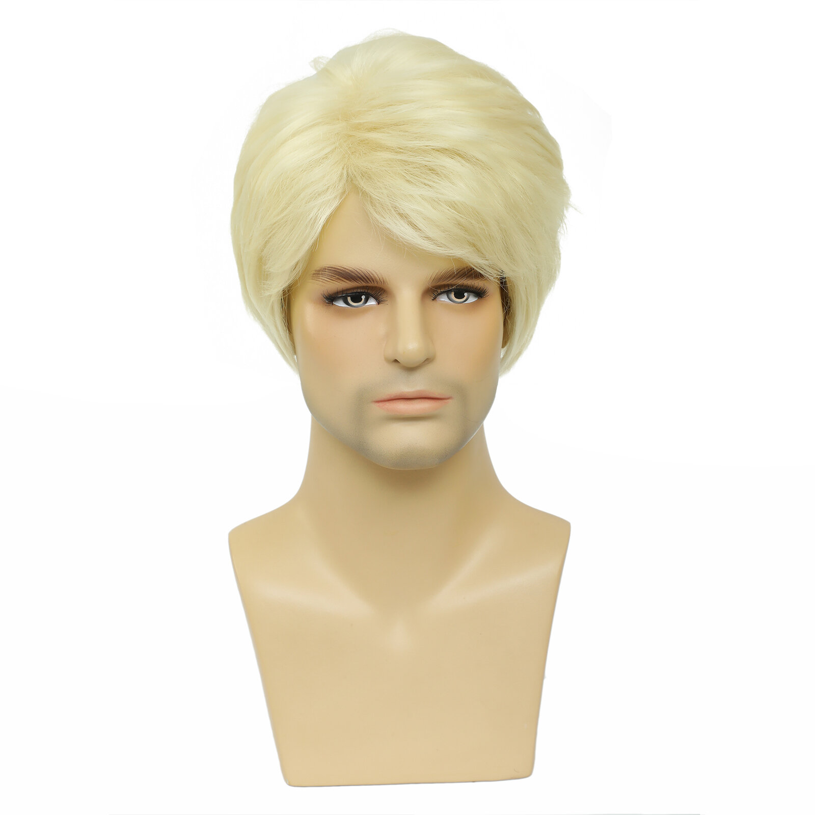 Bchr ngắn nam tóc giả thẳng tổng hợp tóc giả dành cho tóc nam fleeciness thực tế tóc vàng tự nhiên toupee tóc giả