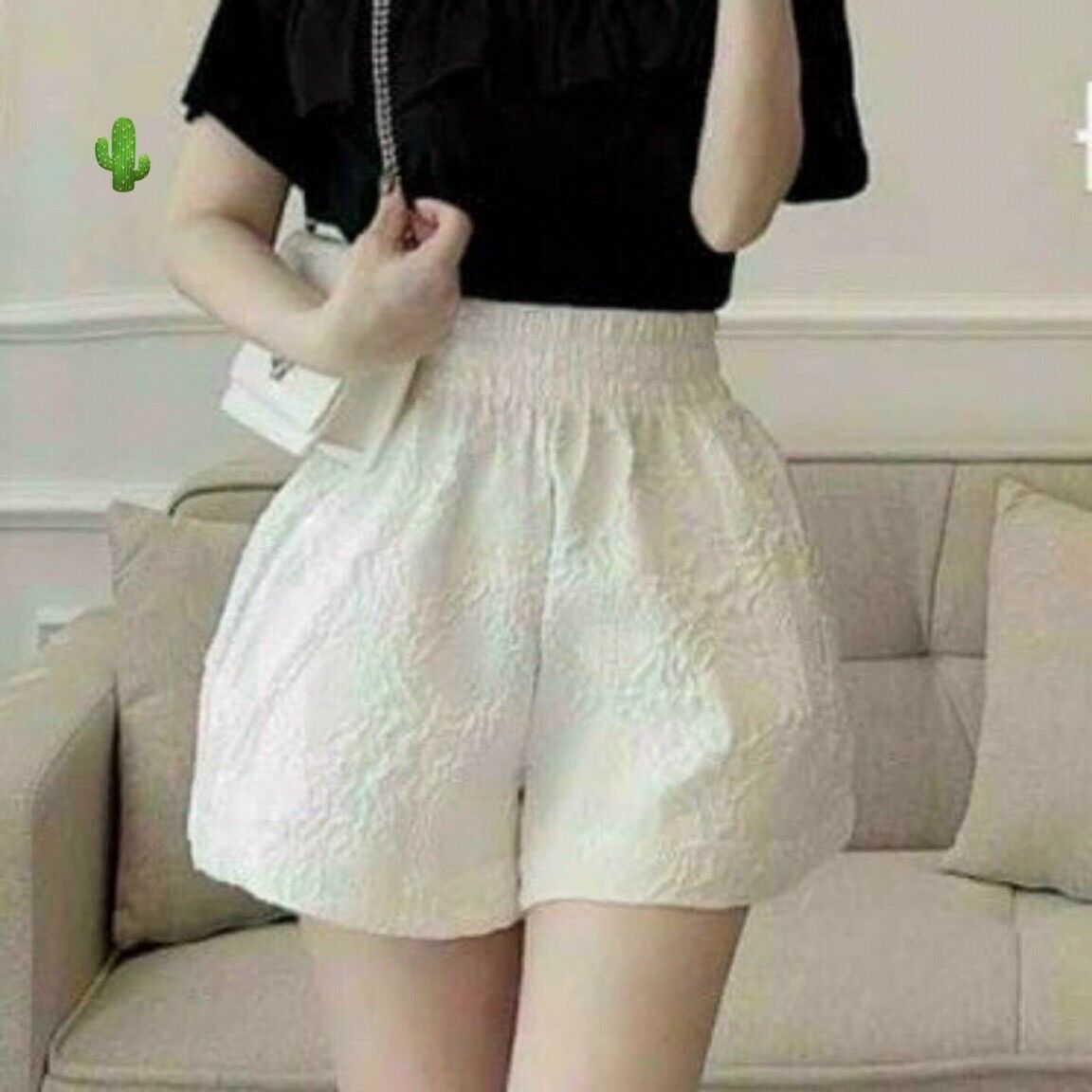 Quần short kiểu lưng thun chất xốp đẹp from dưới 53kg