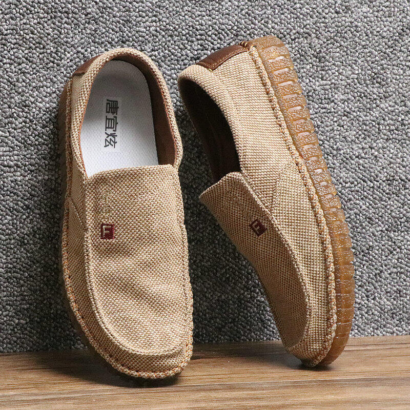 Giày Vải Nam Xuân Hè Phong Cách Thường Ngày Thoáng Khí Chống Mùi Hôi Gót Bằng Đế Mềm Chống Trơn Trượt Cho Thanh Niên Và Trung Niên
