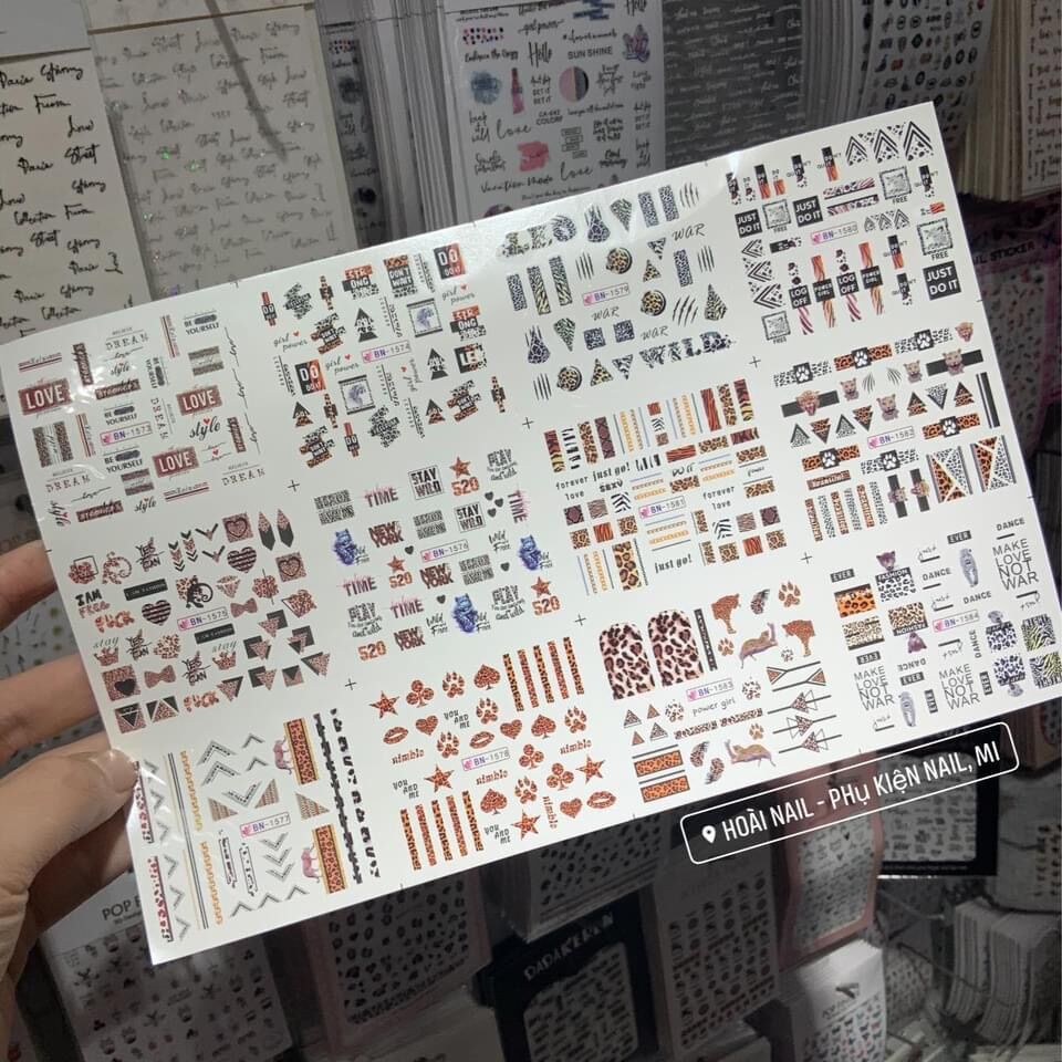 Sticker nước dán móng tay hổ báo cáo chồn