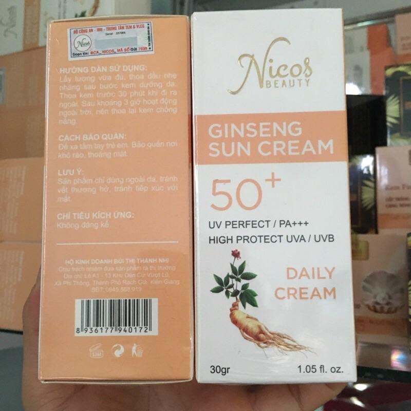 Kem Chống Nắng Rễ Sâm Nicos- Kem Chống nắng Nicos Beauty