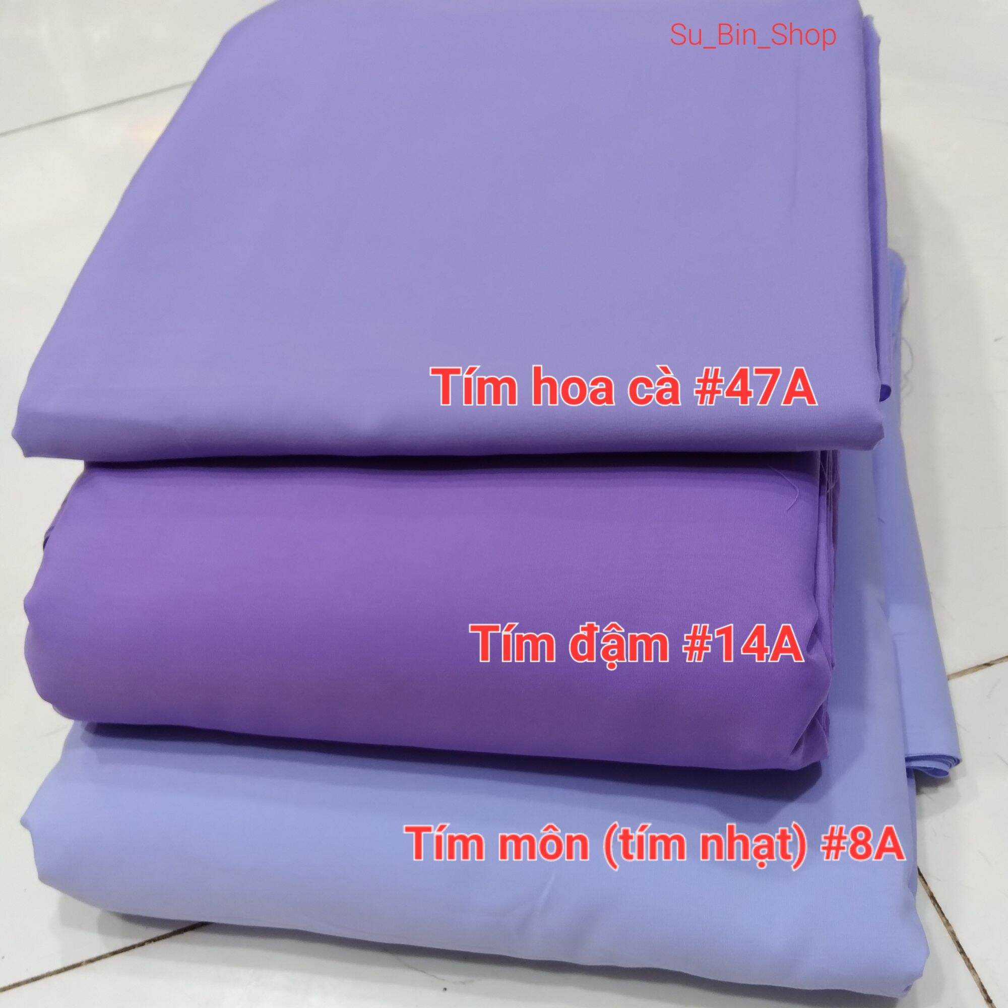 Vải kate silk 3 màu tím may áo sơ mi