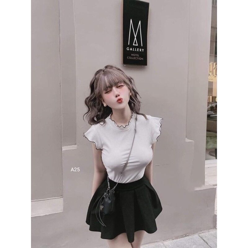 [HCM]ÁO CROPTOP VIỀN CỔ TRÒN