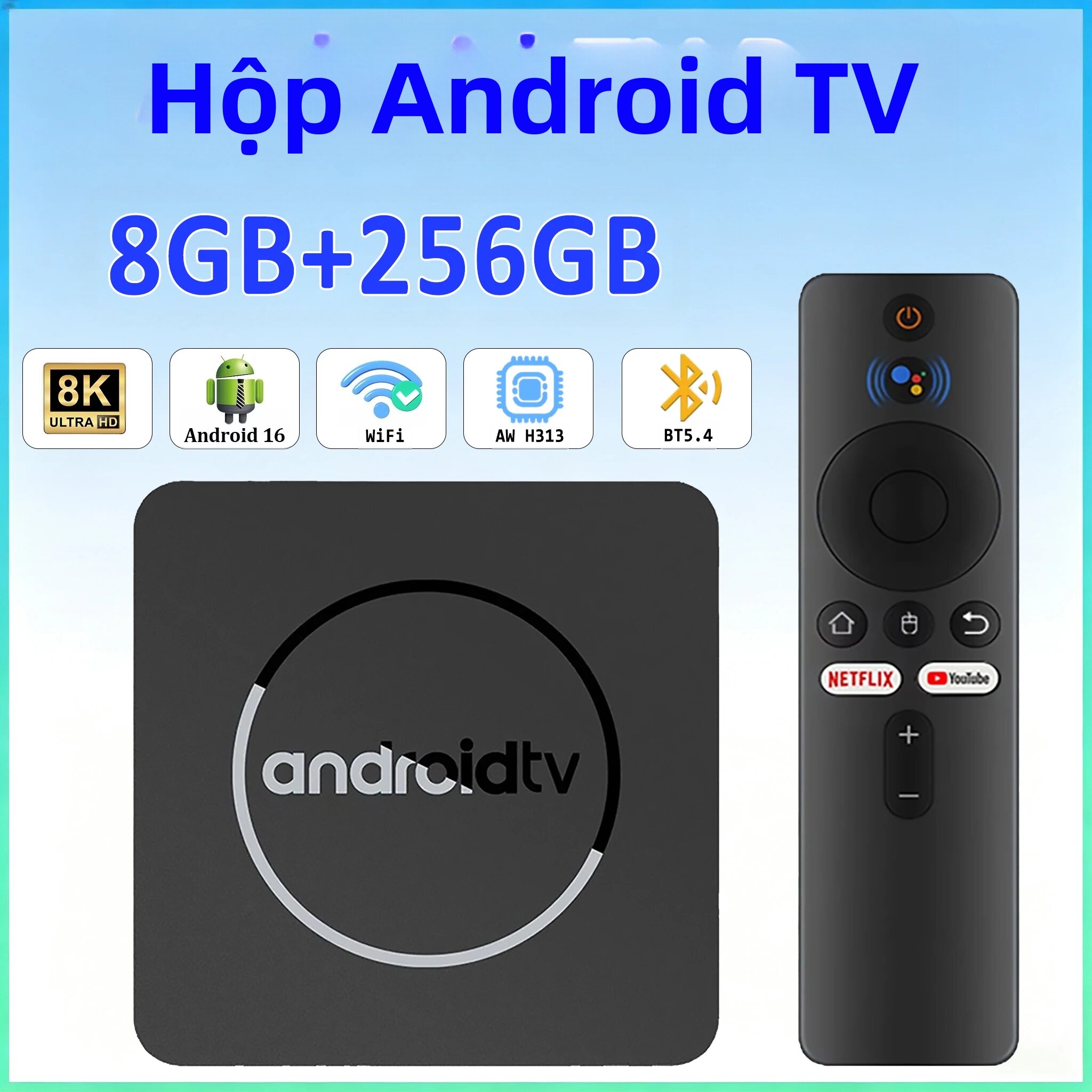 Hộp Giải Mã Truyền Hình Thông Minh Android 16 8GB 256GB Q10 4K 8K HDR WiFi Kép BT5.4 Trợ Lý Giọng Nói Google Netflix YouTube Trình Phát Đa Phương Tiện Gia Đình