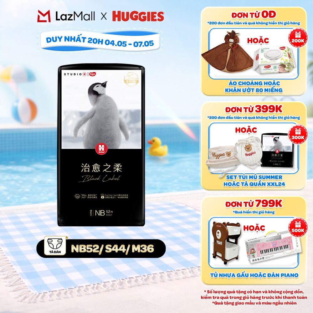 Tã dán Huggies Black Label size NB 52/S 44 miếng