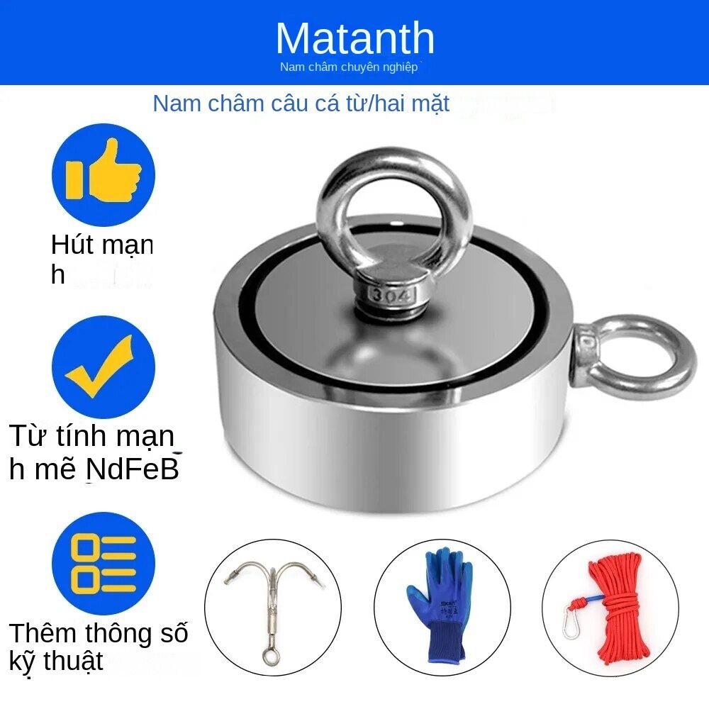 Nam châm neodymium mạnh mẽ đôi bên tìm kiếm Nam châm móc siêu điện cứu hộ câu cá từ D48MM-D74MM stell cốc chủ