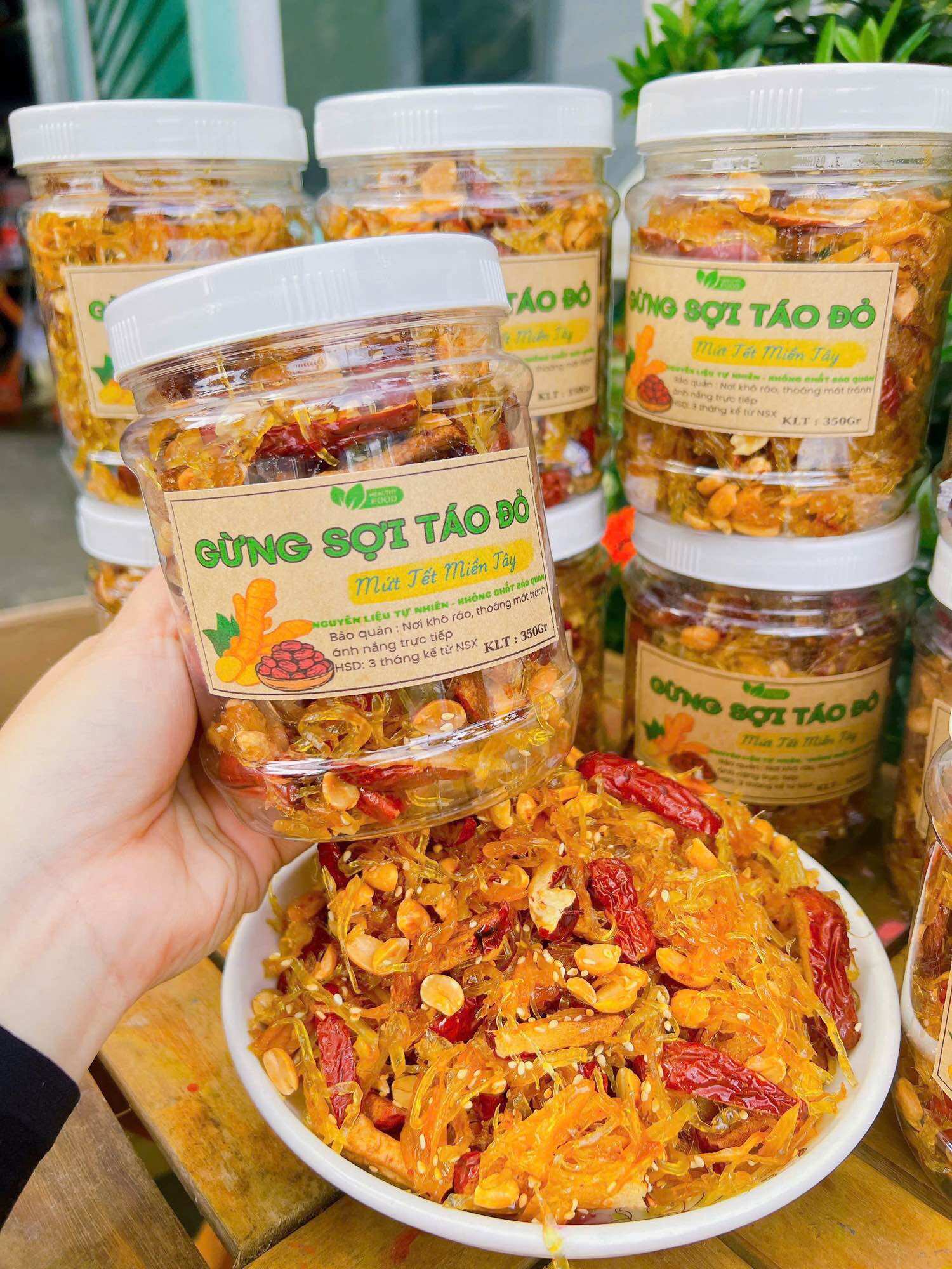 MỨT GỪNG SỢI DẺO MÈ ĐẬU PHỘNG 300g