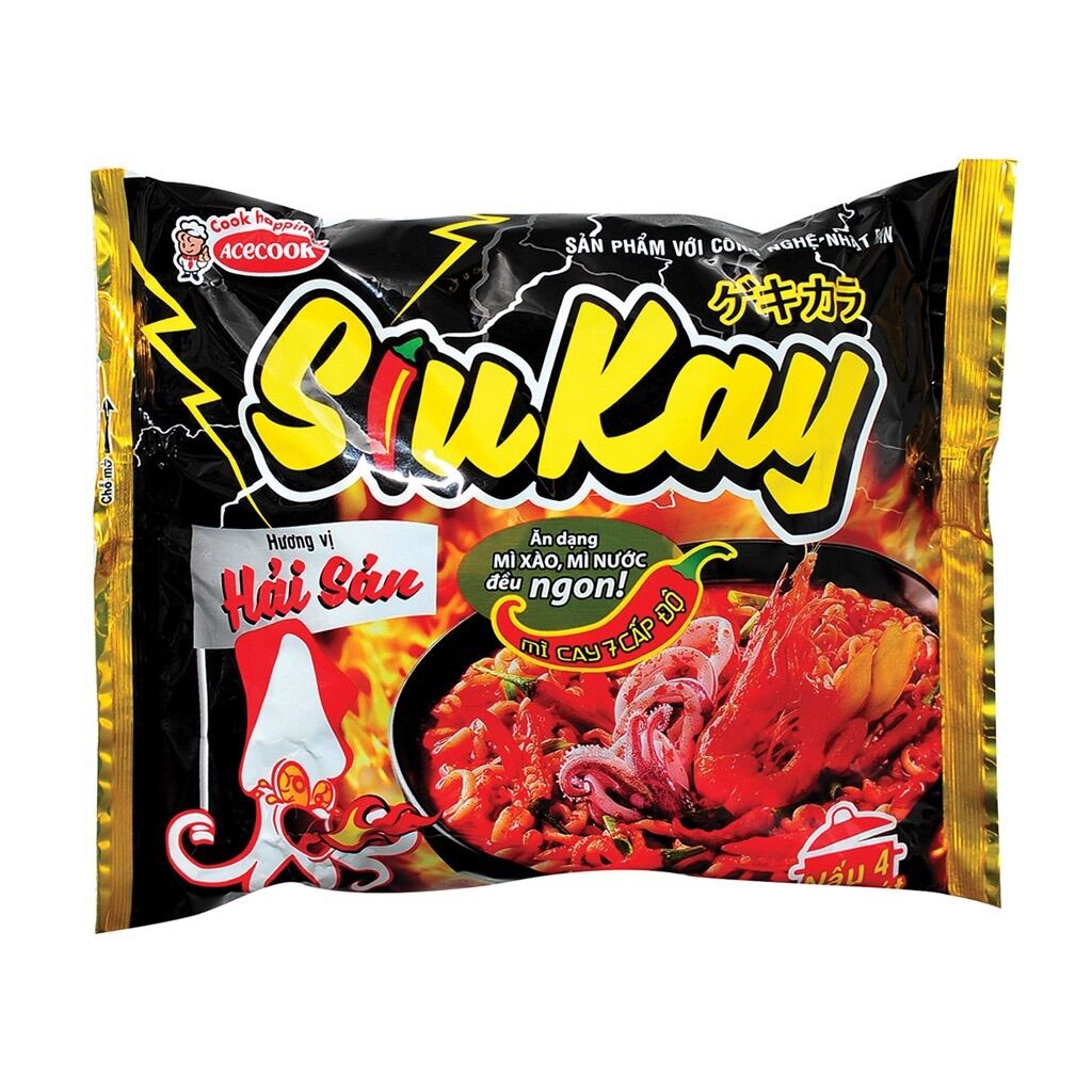 Thùng 24 gói mì Siukay hải sản (24 x 128g)