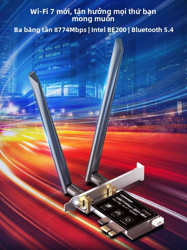 Comfast | WiFi7 Gigabit Tri-Band PCIE Internal Network Card with Bluetooth 5.4 and Dual-Function WiFi6 Receiver Giá 1,046,000 Đồng*Miễn phí vận chuyển