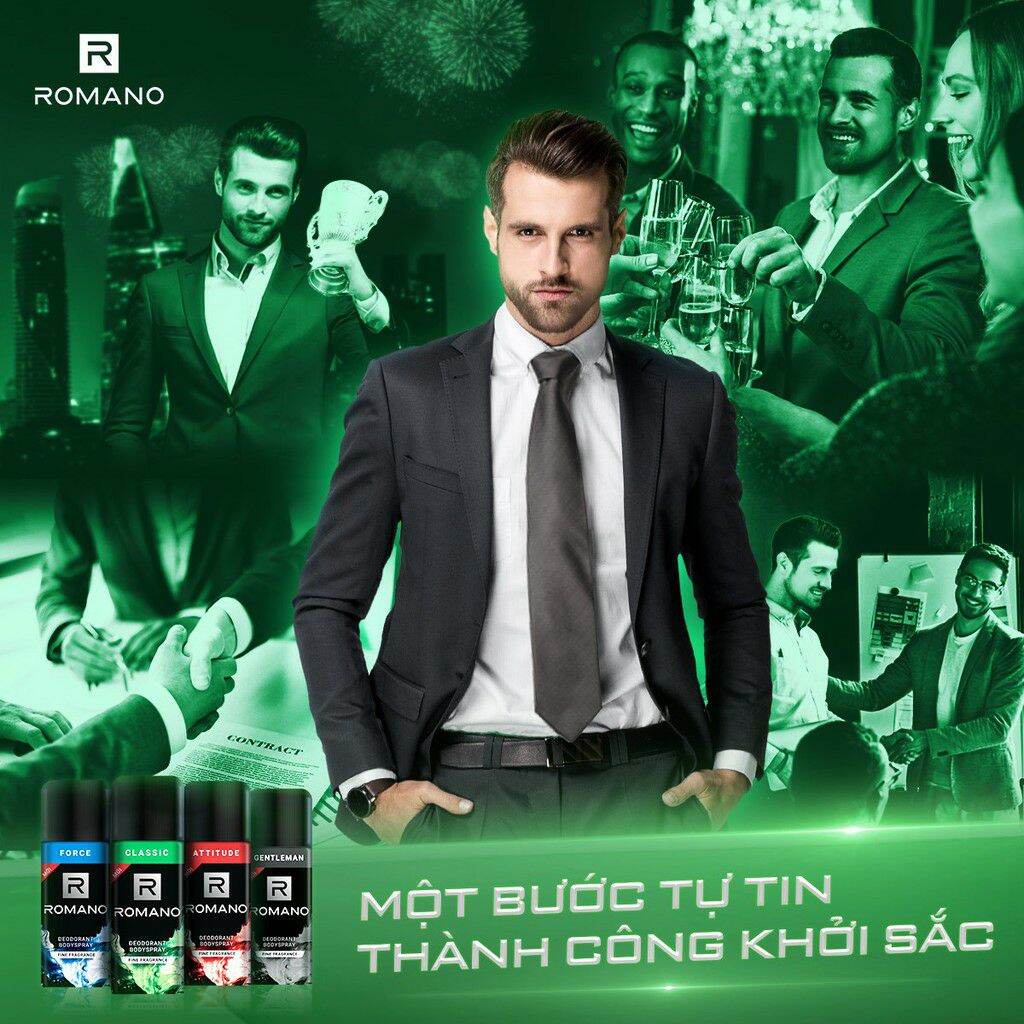 Xịt toàn thân romano ngăn mồ hôi và mùi cơ thể