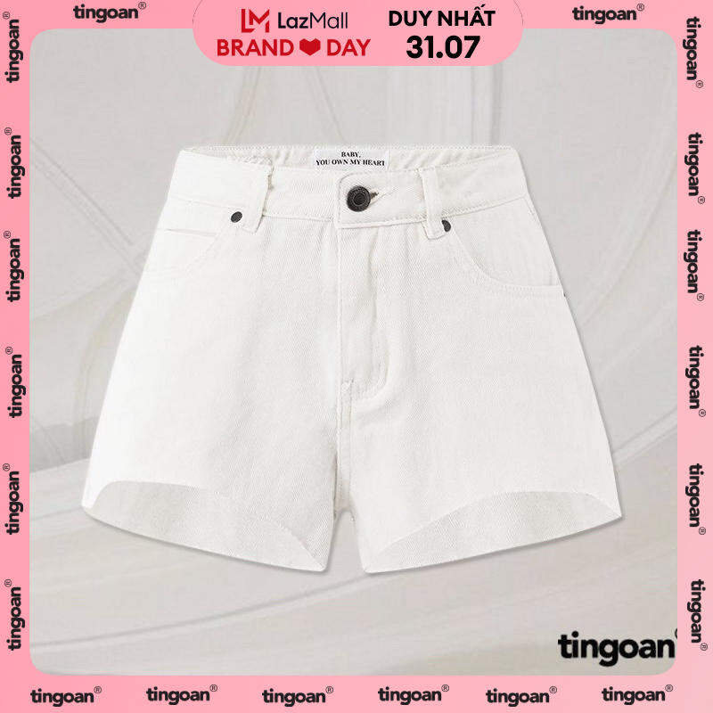 Quần short bò cắt gấu lượn viền màu trắng tingoan xoxo jeans shorts/wh