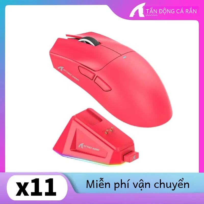 Attack Shark X11 PAW3311 Chuột Chơi Game Siêu Nhẹ Không Dây Bluetooth Ba Chế Độ Kết Nối Cảm Ứng Đế S