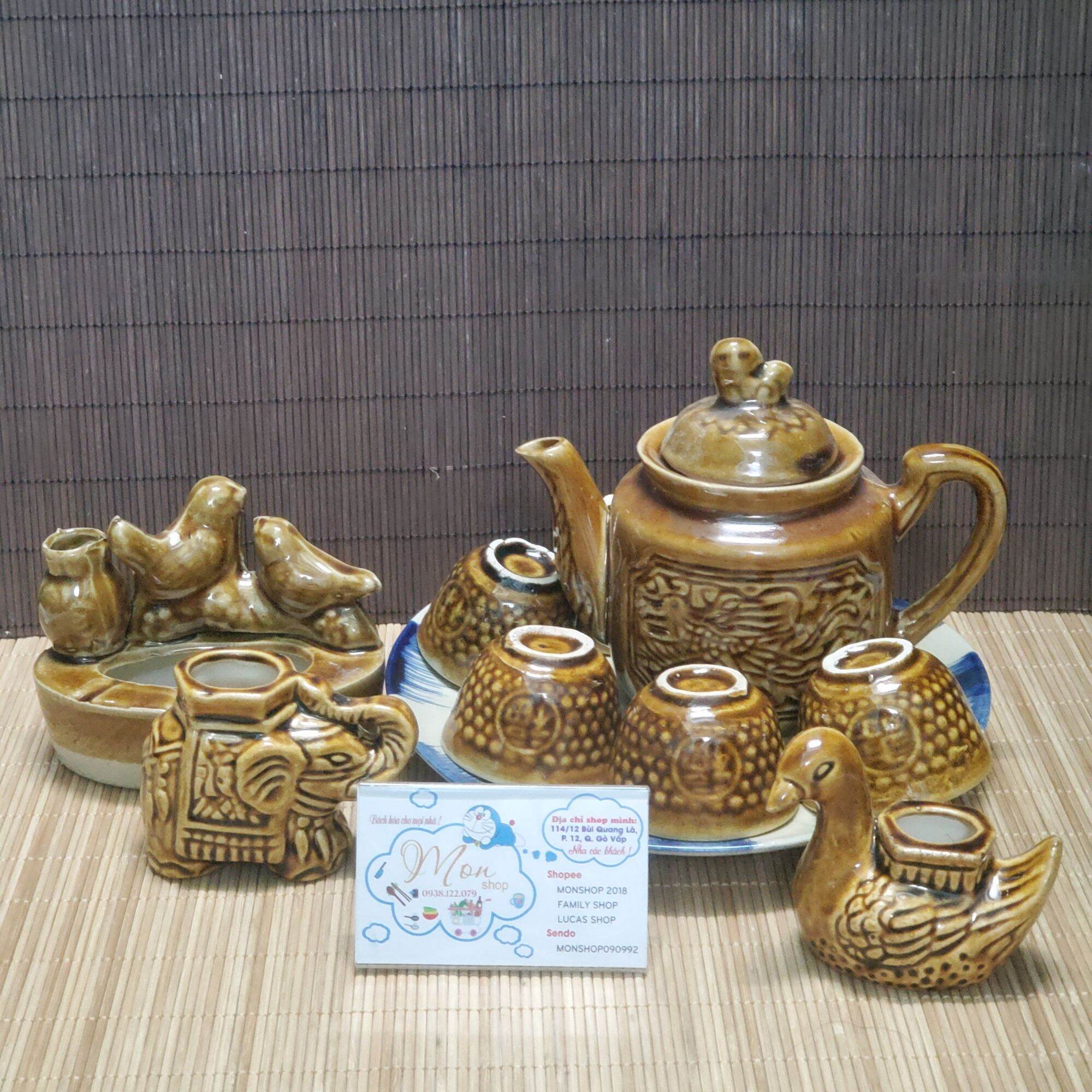 [GỐM THÔ]COMBO UỐNG TRÀ XƯA THỦ CÔNG