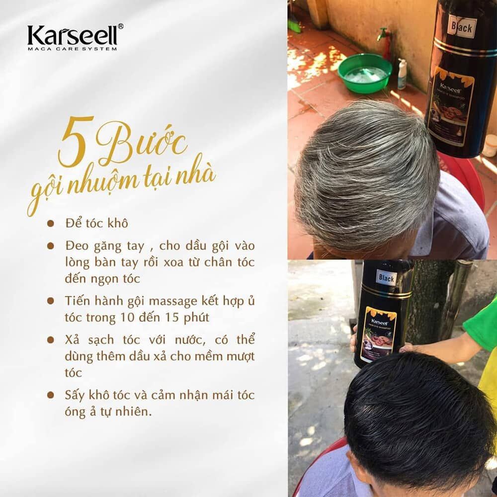Dầu Gội Nhuộm Đen Tóc Thảo Dược Karseell – 500ml