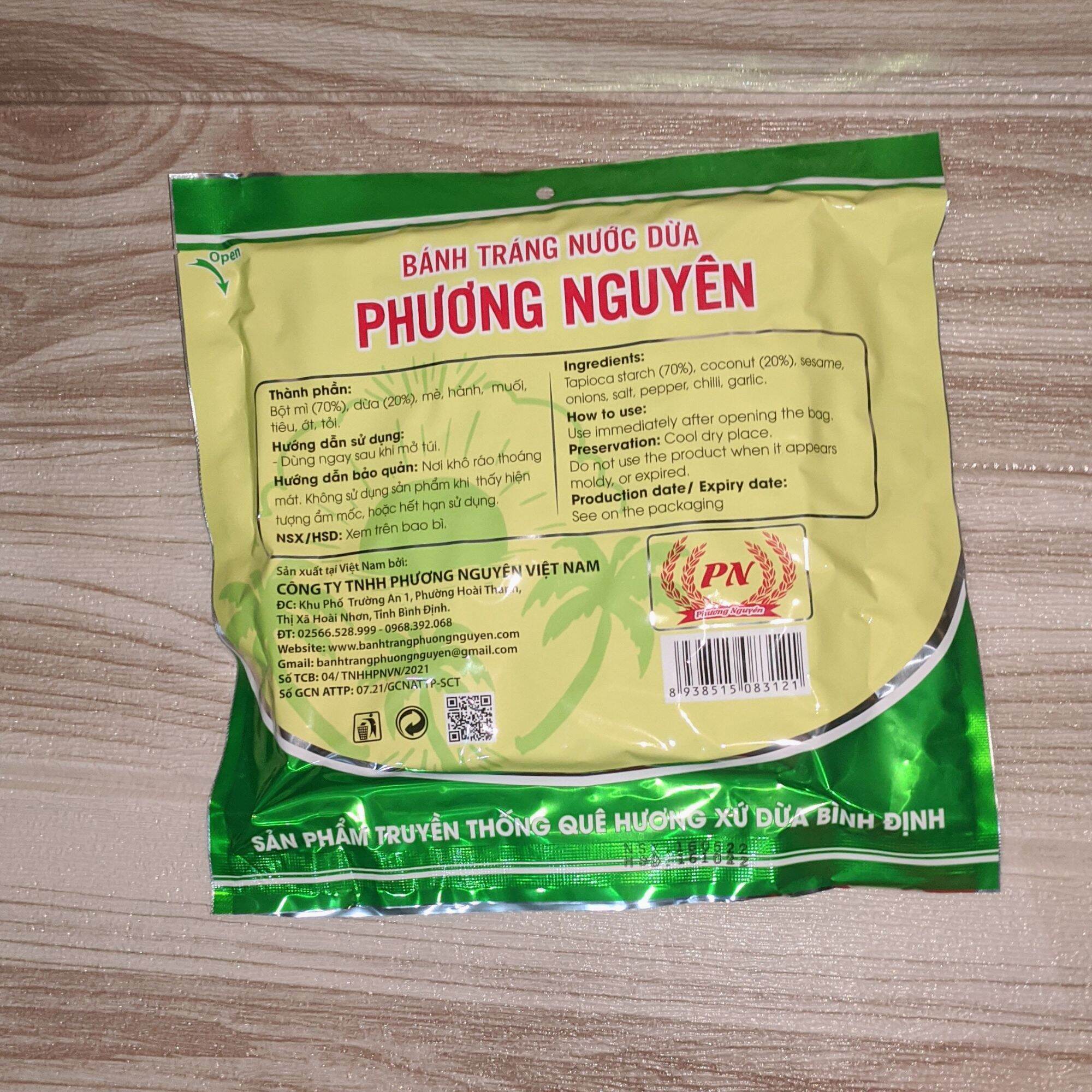 Combo 10 bịch bánh tráng nước dừa Phương Nguyên, 70 g